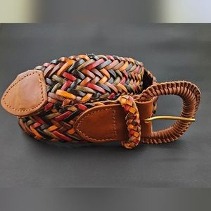 Vintage Leather Woven Belt Multicolor 34in